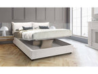 Homelumiere Double Bed with Storage Bed in Eco-Leather Upholstery, Made in Italy, Front Opening, Includes 160x190 cm Mattress, White