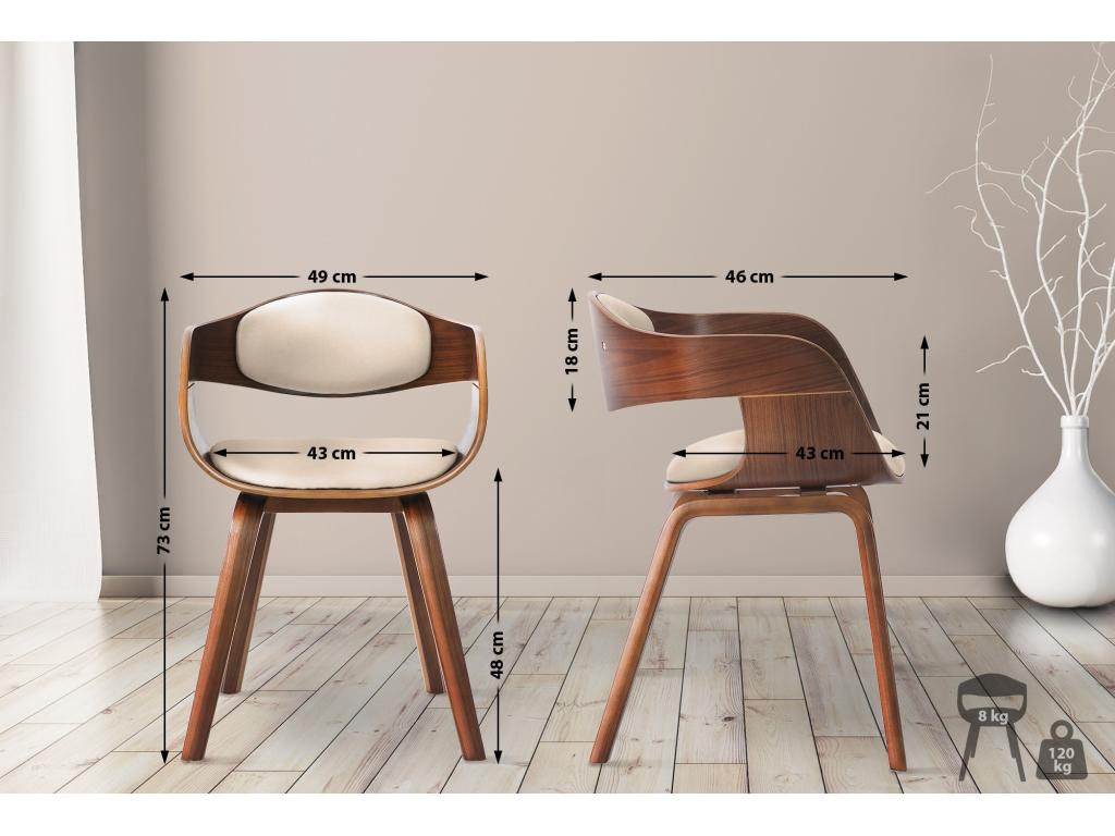 Set of 2 chairs with armrests - Faux leather / Black - Walnut / Cream - Homelumiere