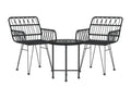 3-piece garden dining set, black woven resin