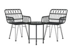 3-piece garden dining set, black woven resin
