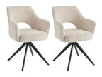 Set of 2 swivel chairs with corduroy and black metal armrests - Cream - Homelumiere