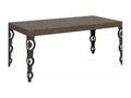 Rectangular oriental table for 6 people, 160cm long, dark wood and anthracite metal legs, Homelumiere