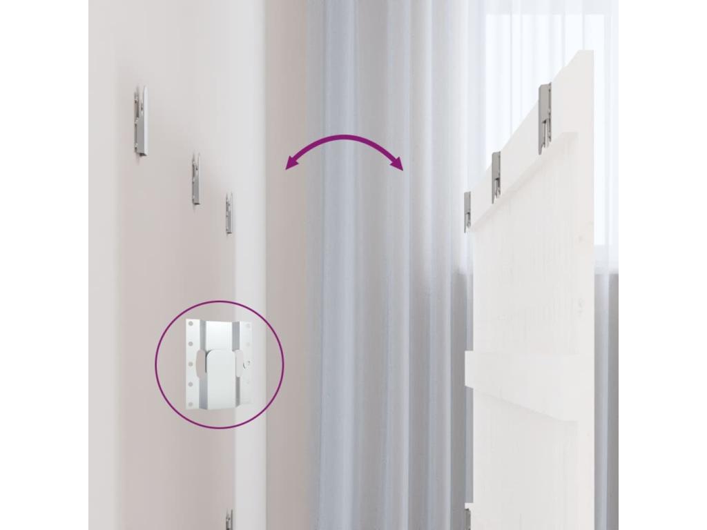 Wall-mounted headboard, white, 185x3x60 cm, solid pine wood, 33736IKNC