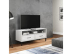 TV stand with metal legs, white, solid pine wood, Homelumiere