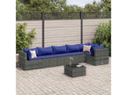 7-piece garden furniture set with cushions, grey wicker resin, 90749YQBL