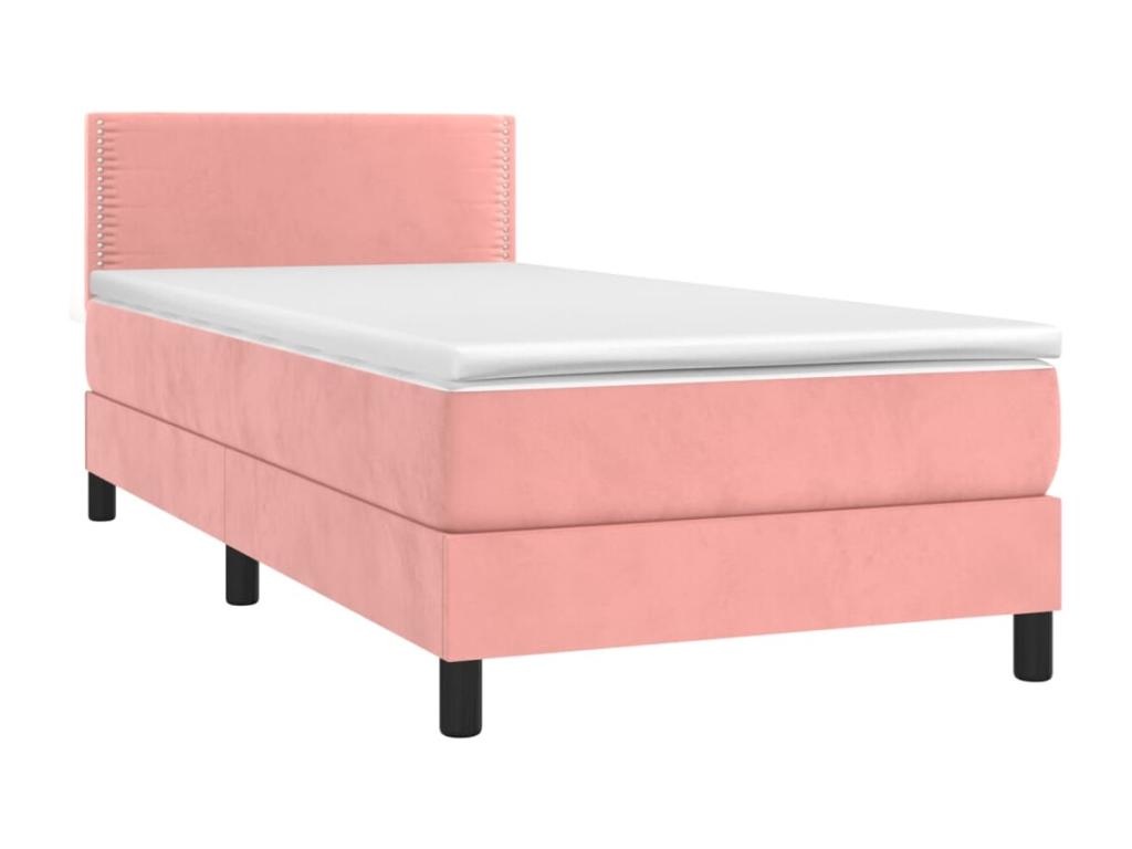 Homelumiere bed base with pink velvet mattress 100x200