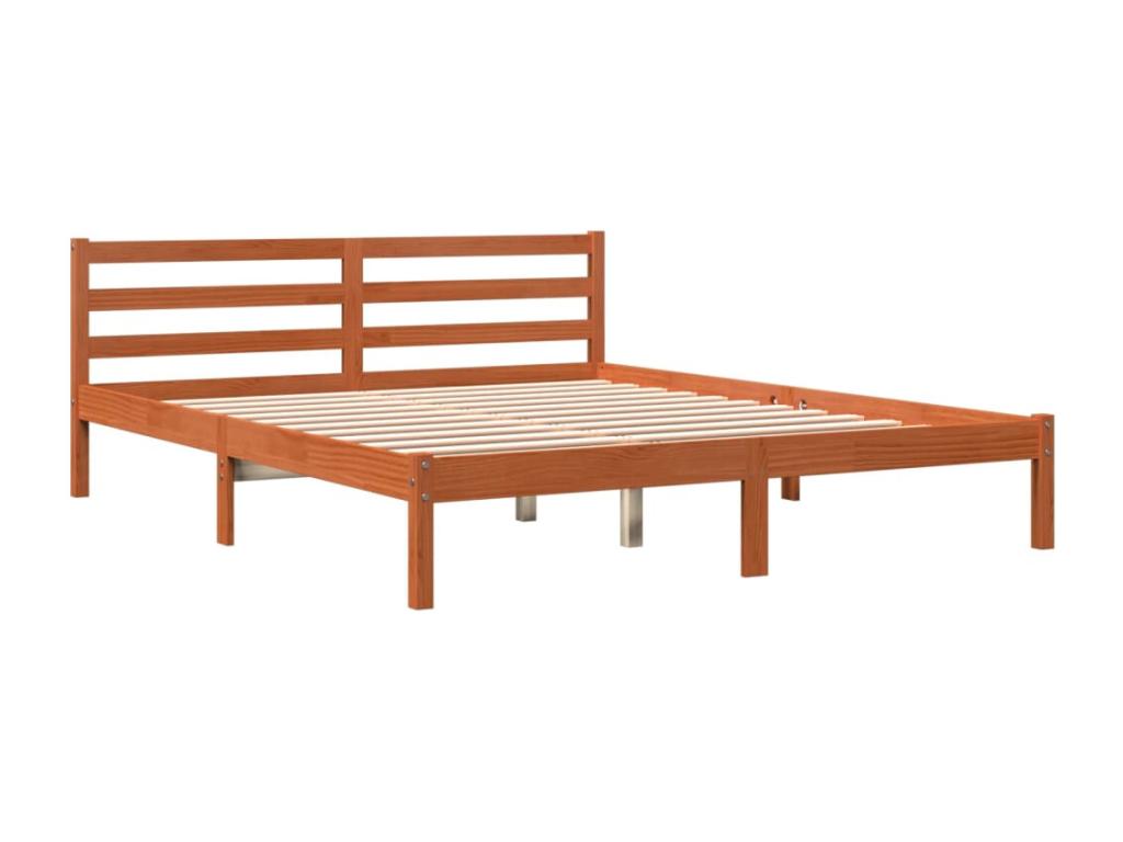 Brown waxed bed frame 160x200 cm solid pine wood