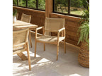 Homelumiere - Set of 2 garden armchairs in natural teak and beige synthetic rattan