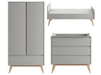 Complete bedroom set including convertible bed (70x140cm), changing table and 2-door wardrobe, Swing Grey and wood, 52962PUHK