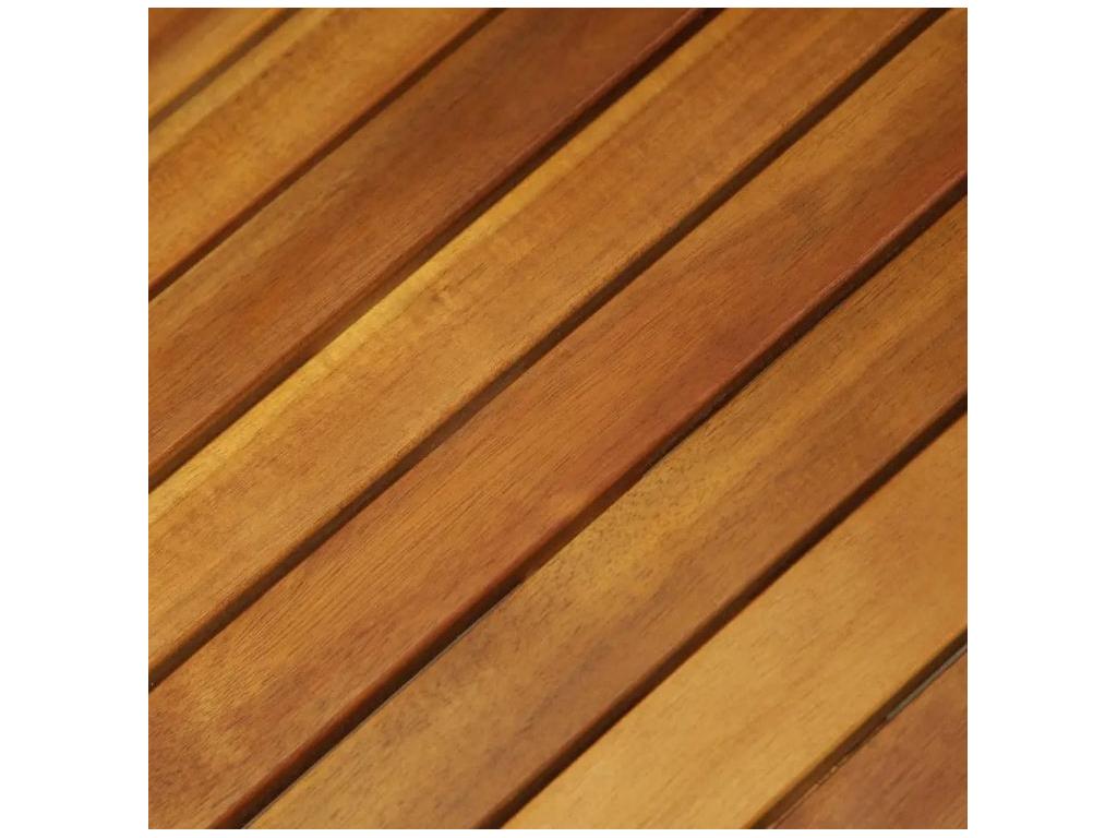 Square table and 2 light-colored Homelumiere garden chairs with white Homelumiere cushions