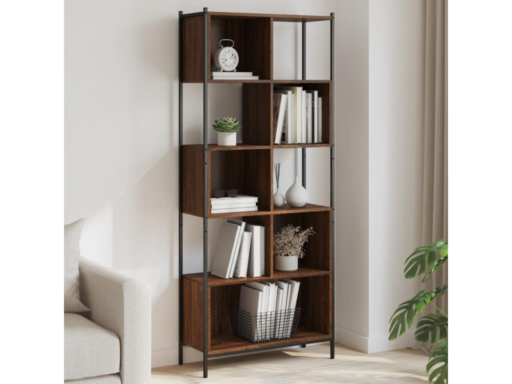 Brown oak bookcase 72x28x172 engineered wood