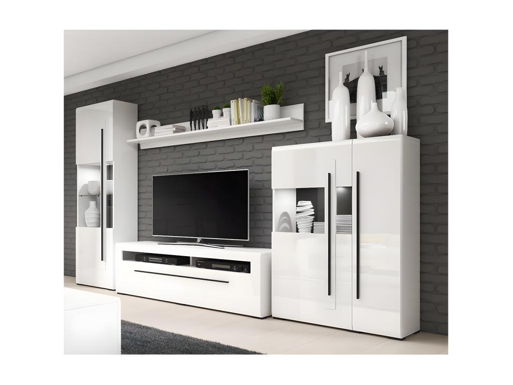 Complete living room set from the Homelumiere collection - Matte white and glossy white