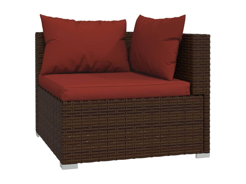 4-piece garden furniture set with cushions, brown, woven resin