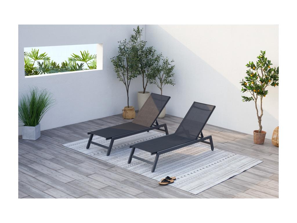 Set of 2 Delimoa 93789VGGA dark grey/black sun loungers