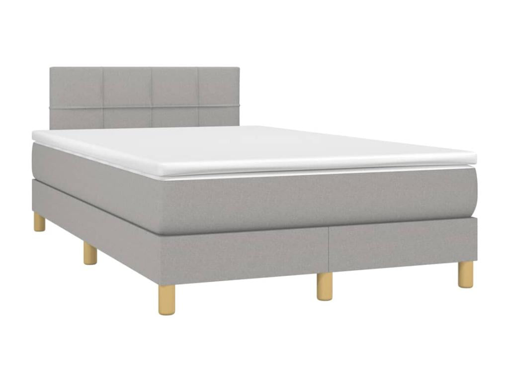 Upholstered bed base with mattress, light grey, 120x200 cm, fabric, 3