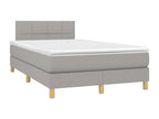 Upholstered bed base with mattress, light grey, 120x200 cm, fabric, 3