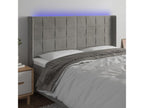 Light Grey LED Headboard 163x16x118/128 cm Velvet