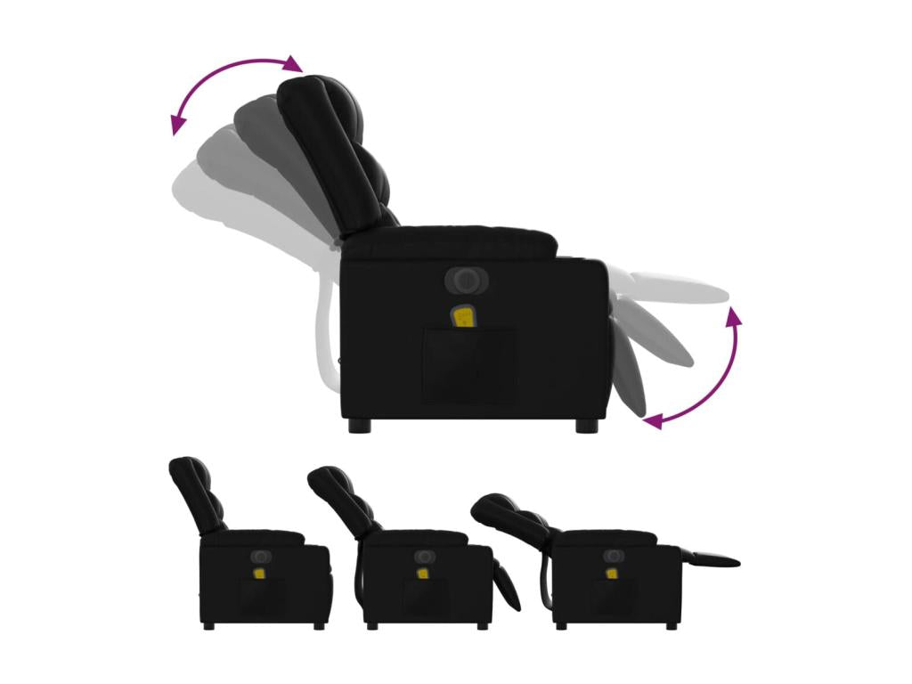 Black faux leather electric reclining massage chair