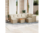 Garden furniture set with 10 beige resin wicker cushions