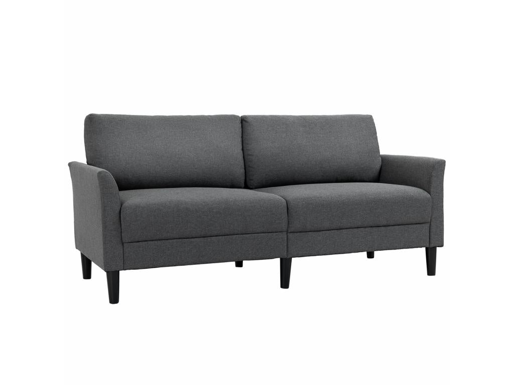 Contemporary style 2-seater sofa with wide, deep seats, curved armrests, tapered legs, black rubberwood, dark grey polyester