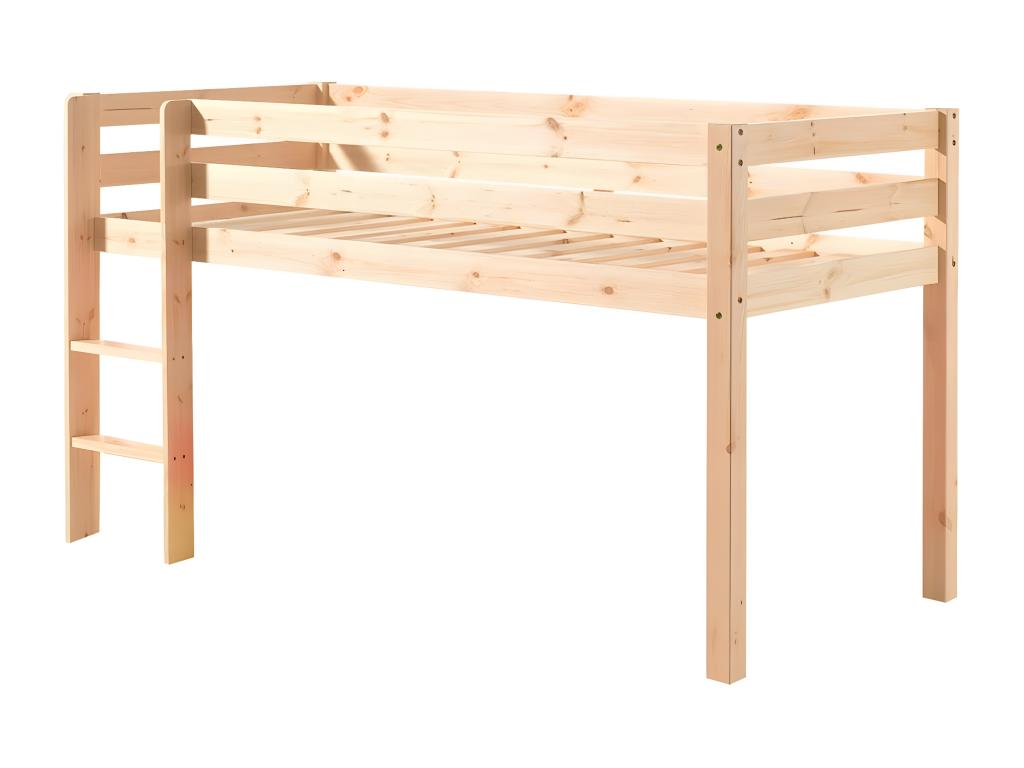 SLEEPY - Mid-Height Bed in Natural Pine 90x200cm Princess Cover