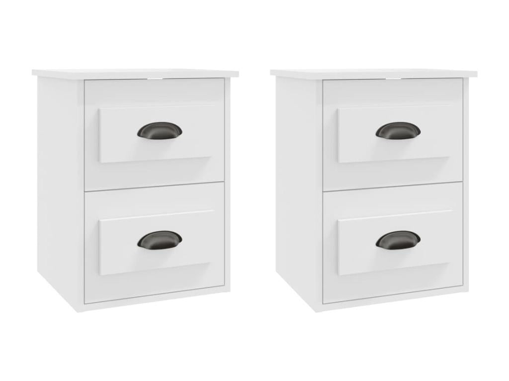 Wall-mounted bedside tables, 2 pieces, white, 41.5x36x53