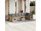 11-piece garden furniture set with beige resin wicker cushions 88529MFLX