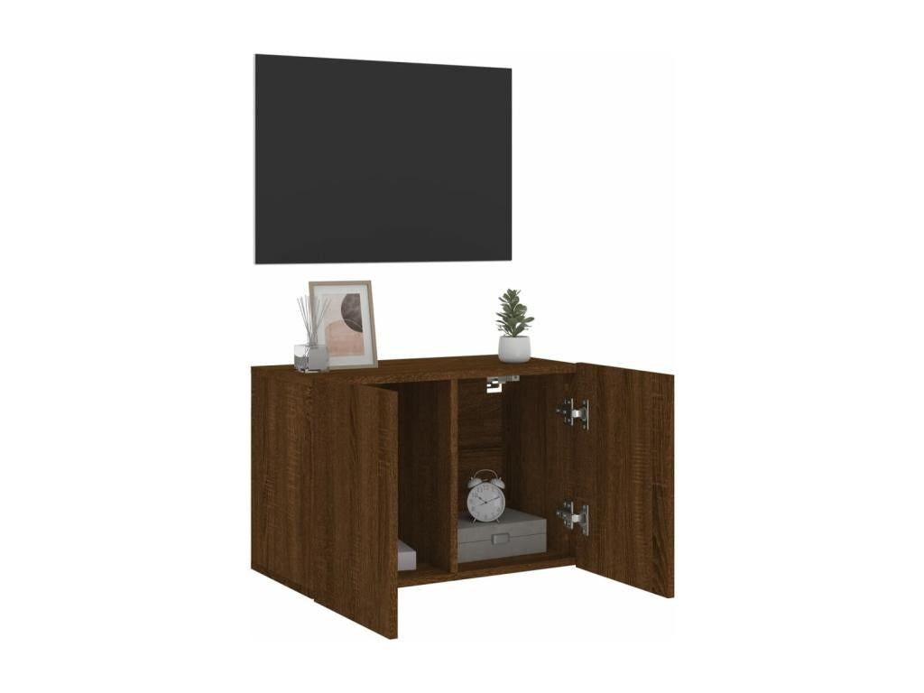 Wall-mounted TV unit in brown oak, 60x30x41 cm
