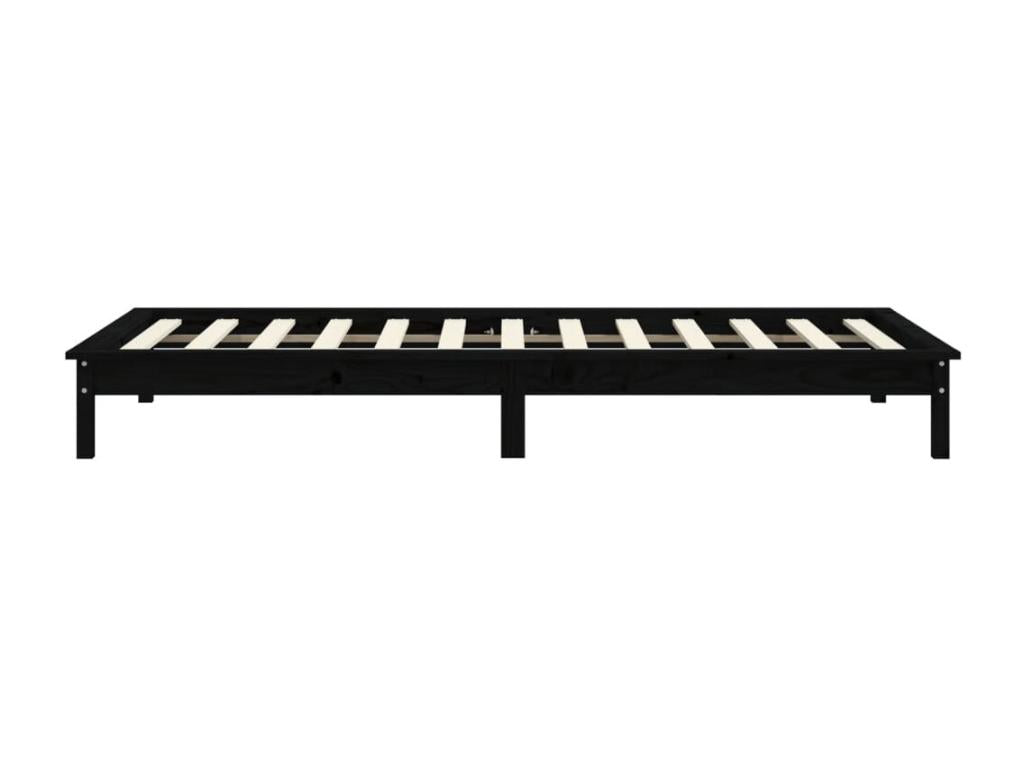 Black Bed Frame 90x190 cm Solid Pine Wood Single