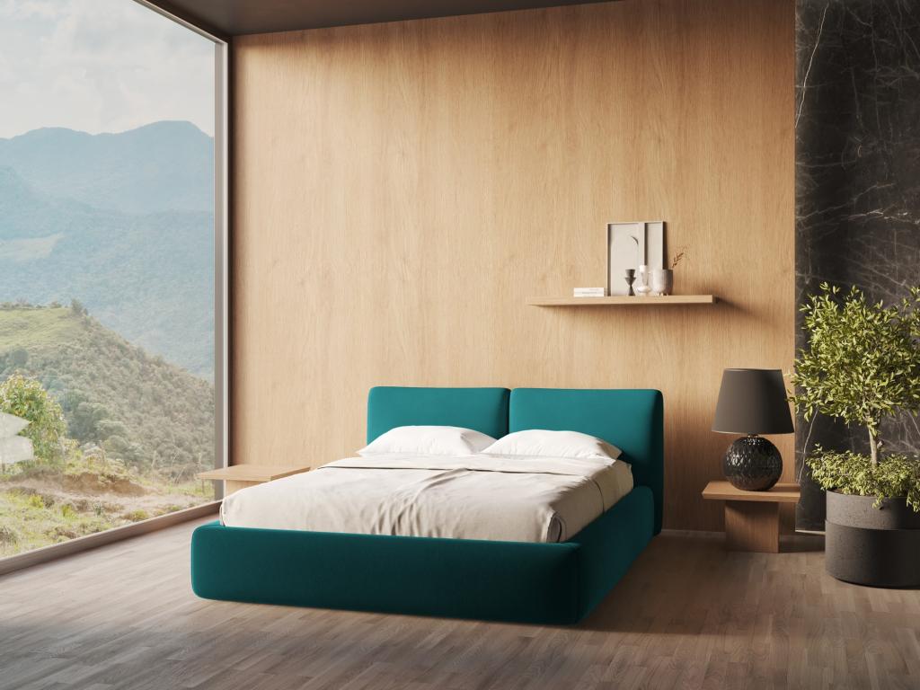 160x200 Velvet Storage Bed - Nautical - Homelumiere