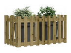 Raised garden bed with a designer fence made of impregnated pine wood