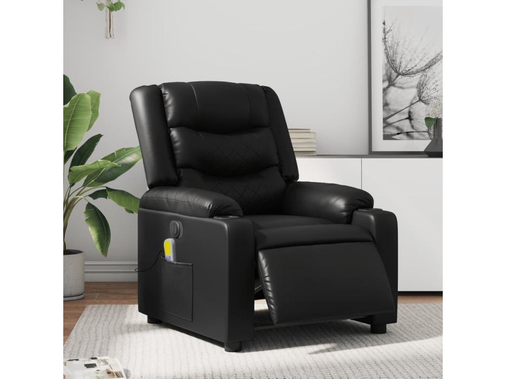 Black faux leather electric reclining massage chair
