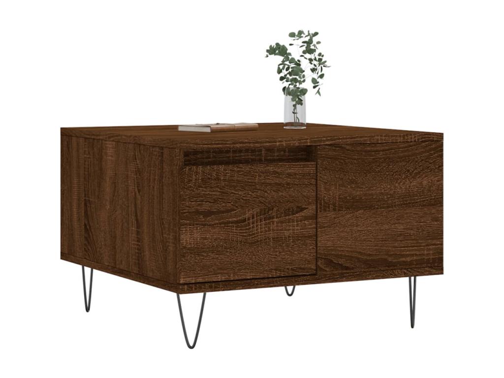 Coffee table, brown oak, 55x55x36.5 cm, engineered wood