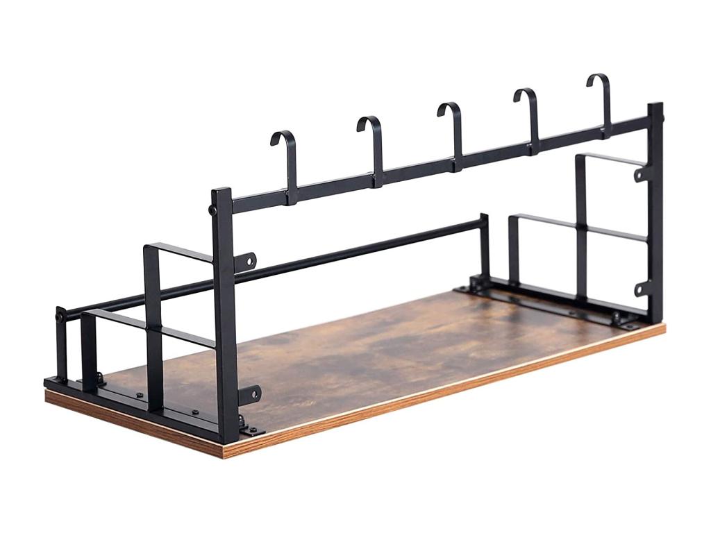 Wall-mounted coat rack with shelf, silver metal, 66.5x30x32.5 cm, 01 0000490