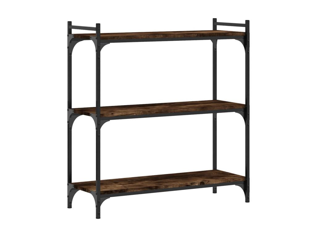 3-tier bookcase, smoked oak, 80x30x86 cm, engineered wood
