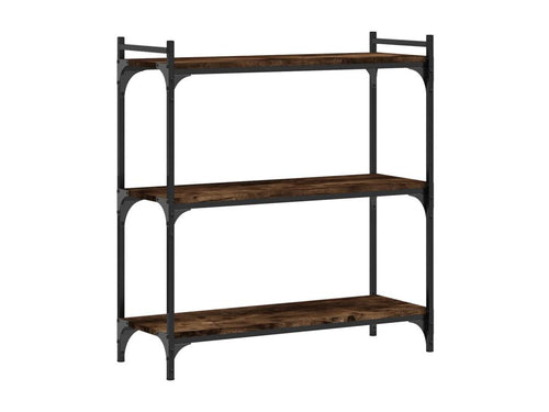3-tier bookcase, smoked oak, 80x30x86 cm, engineered wood