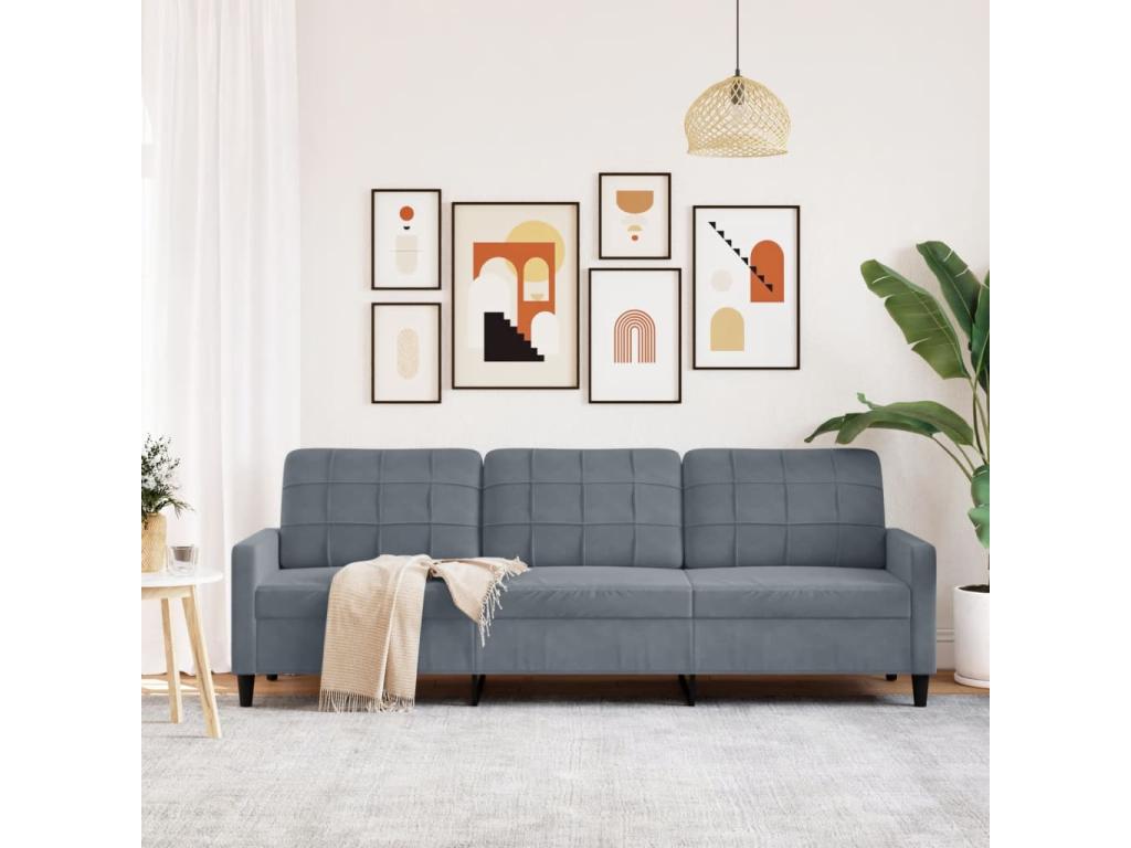 3-seater sofa, dark grey, 210 cm, velvet