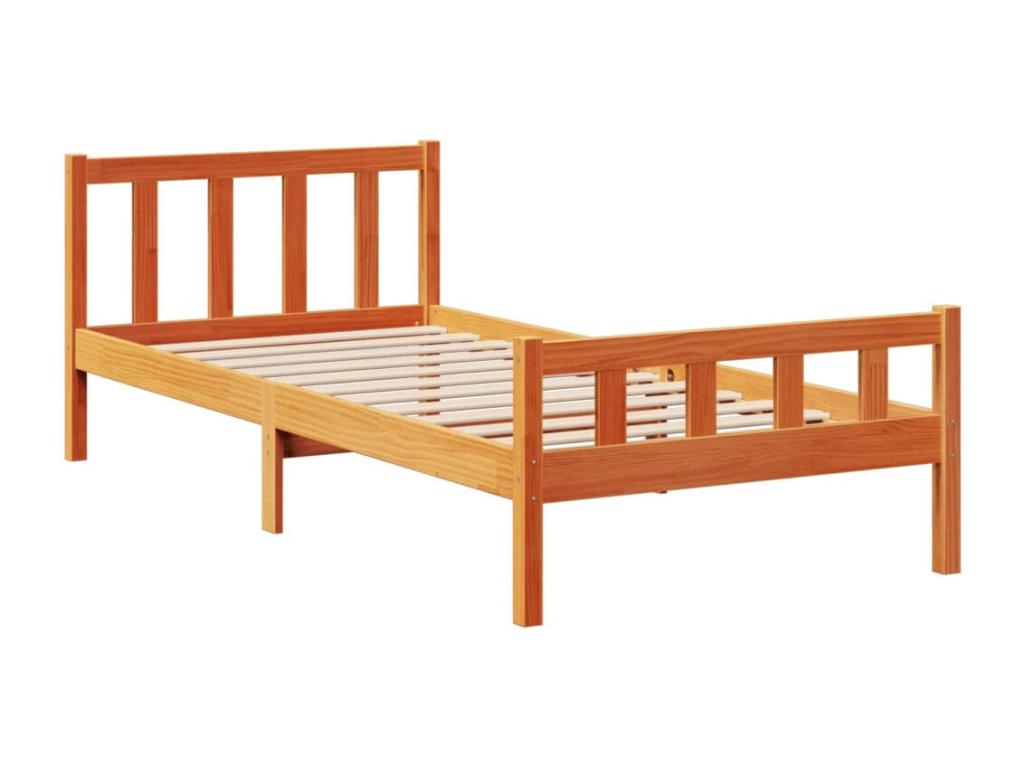 Bookcase bed without brown wax mattress 90x190 cm solid pine