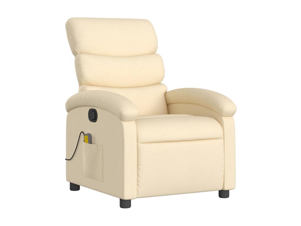 Cream Fabric Reclining Massage Chair