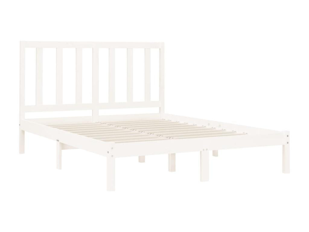 White bed frame without mattress, 120x200 cm, solid wood