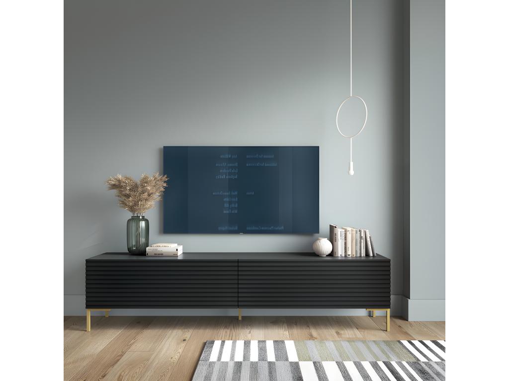 TV stand - 140 cm - black slats - Homelumiere
