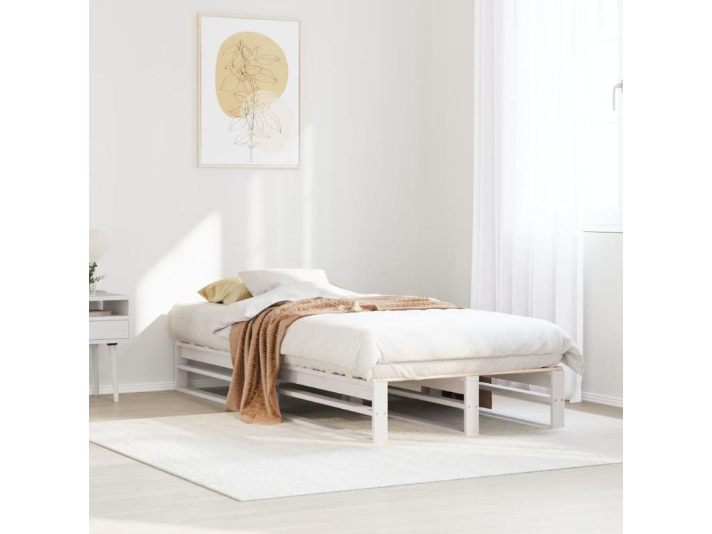 Bed frame without mattress, white, 90x190 cm, solid pine wood, 54955QXNN