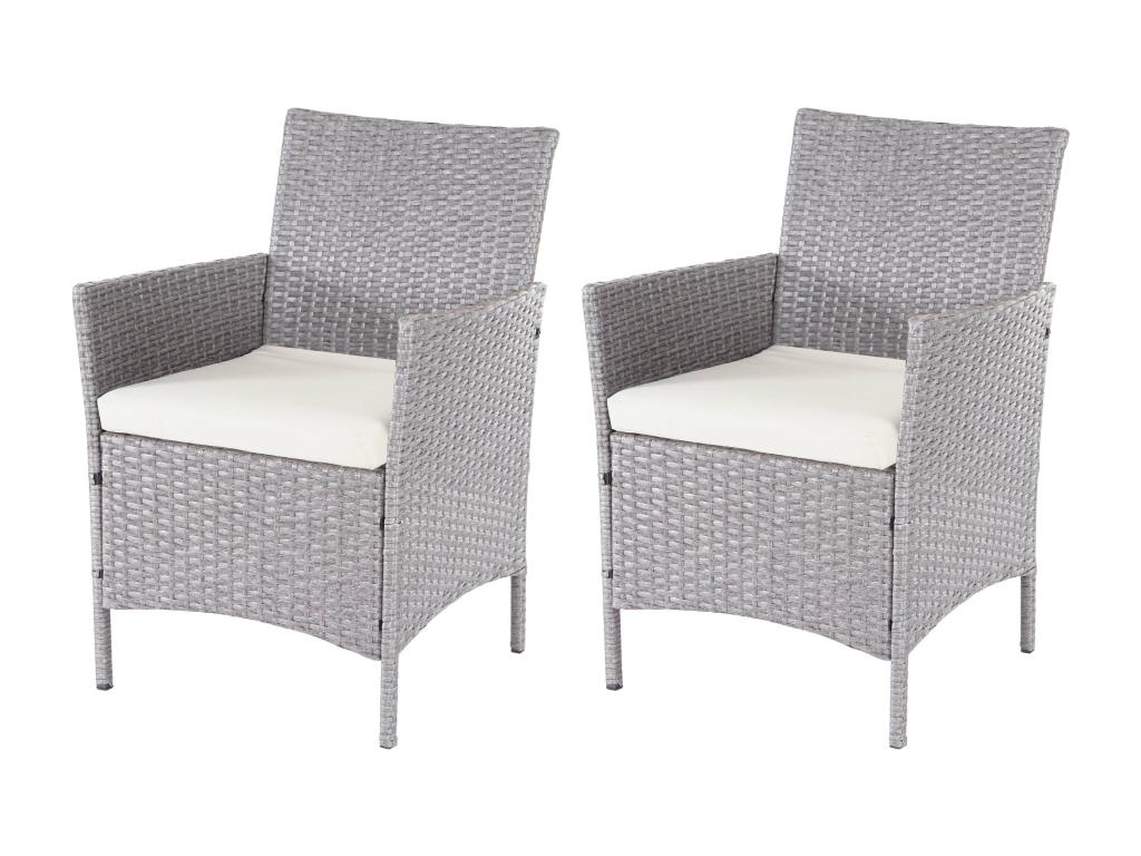 2x Homelumiere polyrattan garden armchairs - grey with cream-colored cushions