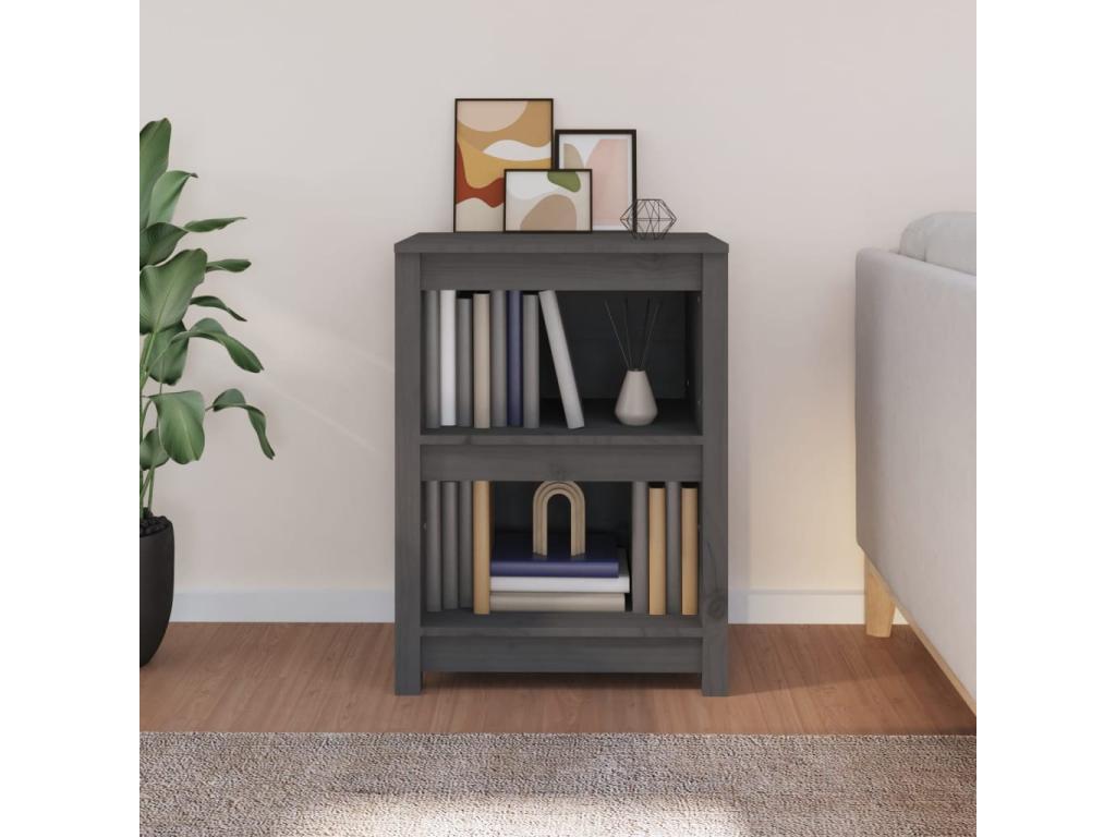 Grey bookcase 50x35x68 cm Solid pine wood