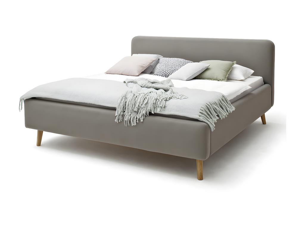 Upholstered adult bed 160x200cm with fabric headboard, Homelumiere slatted base and storage