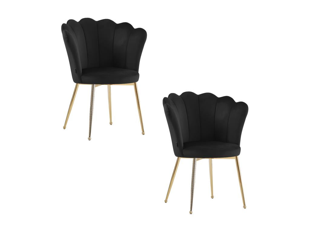 Set of 2 Delimoa Gold chairs with black velvet seats 11539ILJI