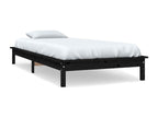 Black Bed Frame 90x190 cm Solid Pine Wood Single