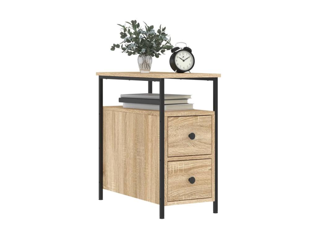 Homelumiere 2-piece oak bedside tables, 30x60x60 cm, engineered wood