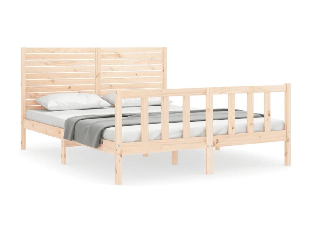 Bed frame with headboard, 160x200 cm, solid wood