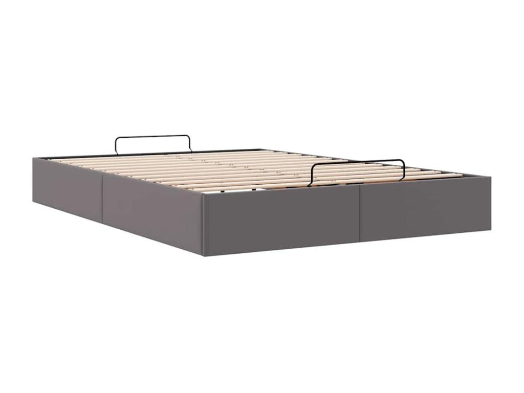Ottoman bed frame without mattress, grey, 140x200 cm, faux leather